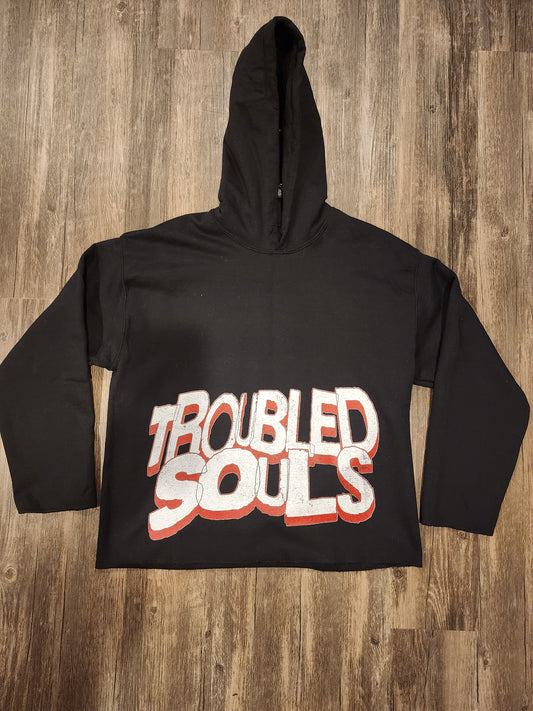 TROUBLED SOULS CROP HOODIE