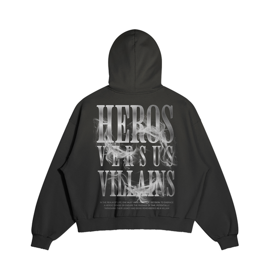 HEROS VERSUS VILLAINS DISTRESSED HOODIE