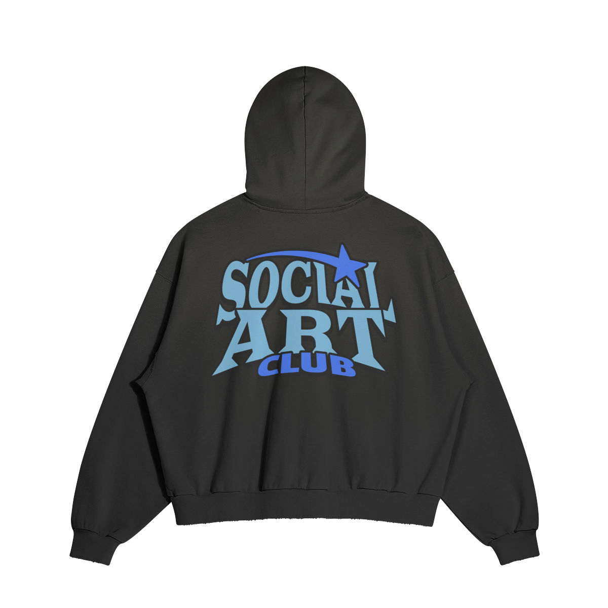 ART DEPT. SOCIAL ART CLUB DISTRESSED BOXY HOODIE