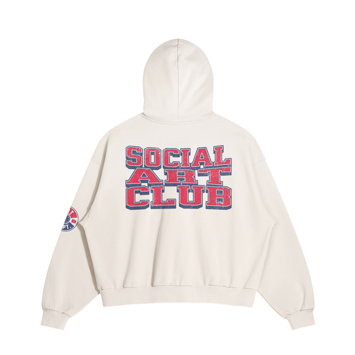 ART DEPT. SOCIAL ART CLUB DISTRESSED BOXY HOODIE