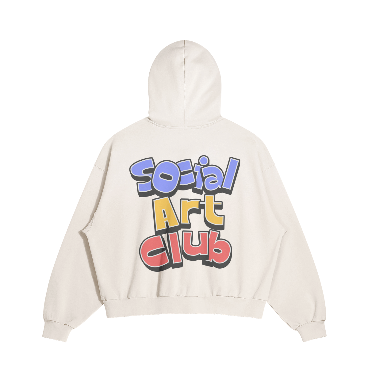 ART DEPT. SOCIAL ART CLUB DISTRESSED BOXY HOODIE