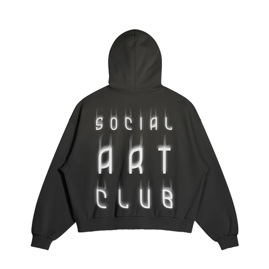 ART DEPT. SOCIAL ART CLUB DISTRESSED BOXY HOODIE