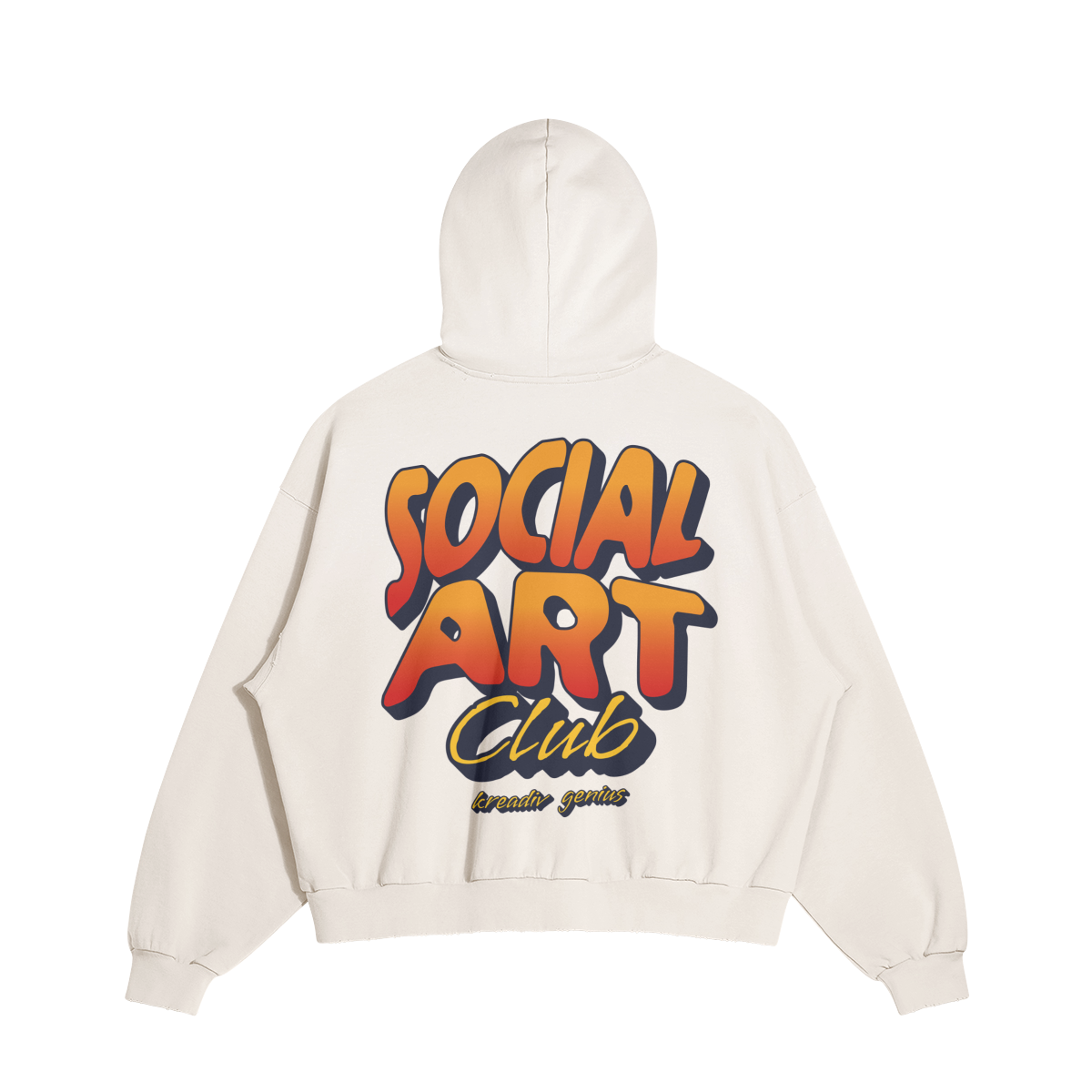 ART DEPT. SOCIAL ART CLUB DISTRESSED BOXY HOODIE