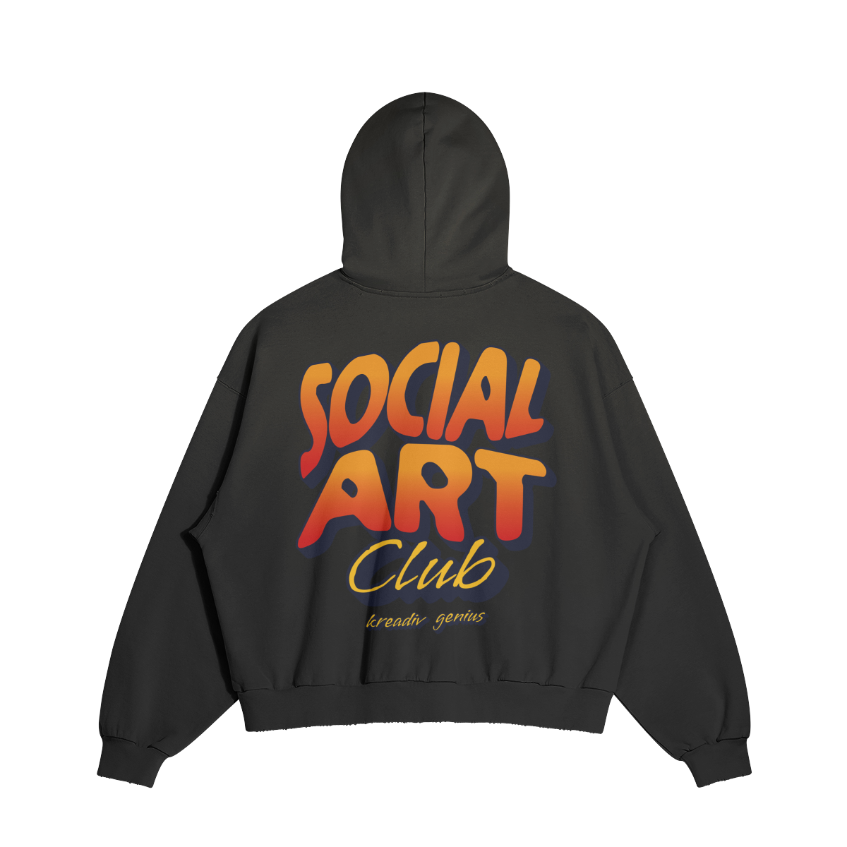 ART DEPT. SOCIAL ART CLUB DISTRESSED BOXY HOODIE